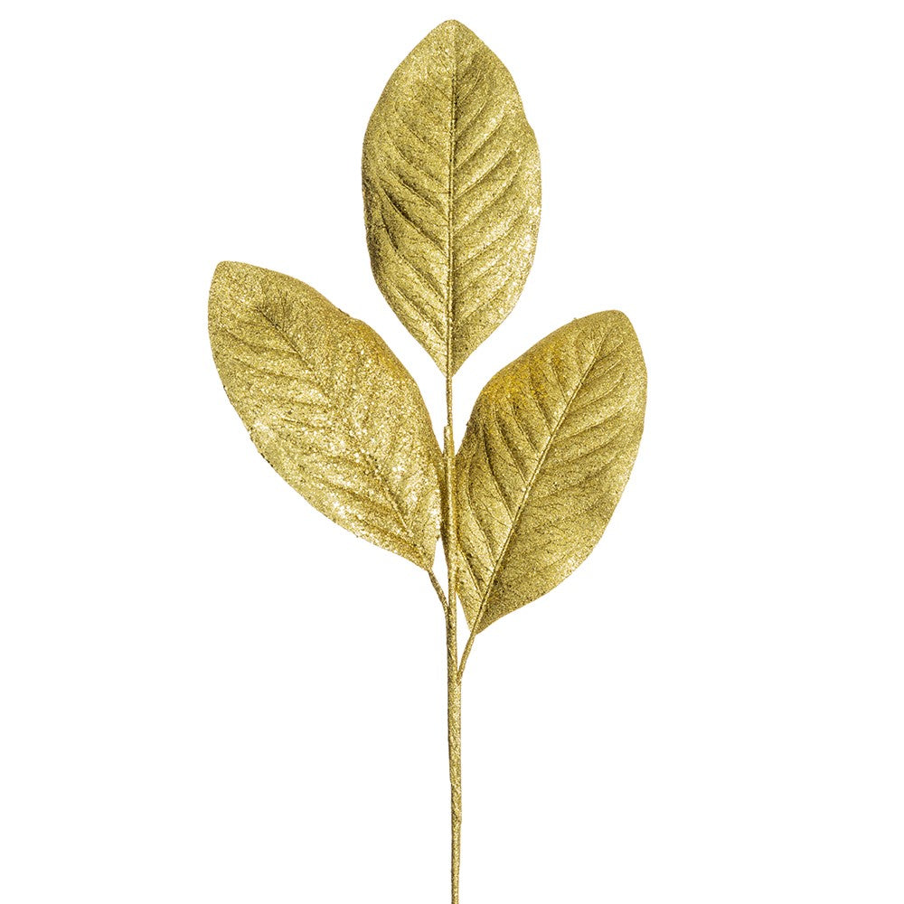 23.5" Glittered Magnolia Leaf Spray (Set of 3)