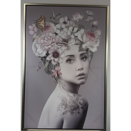 Oil on Canvas Girl With Shoulder Tattoo