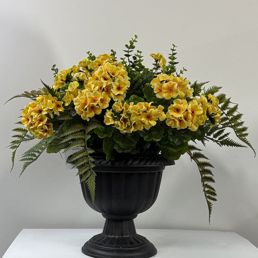 Yellow Bird geranium Arrangement