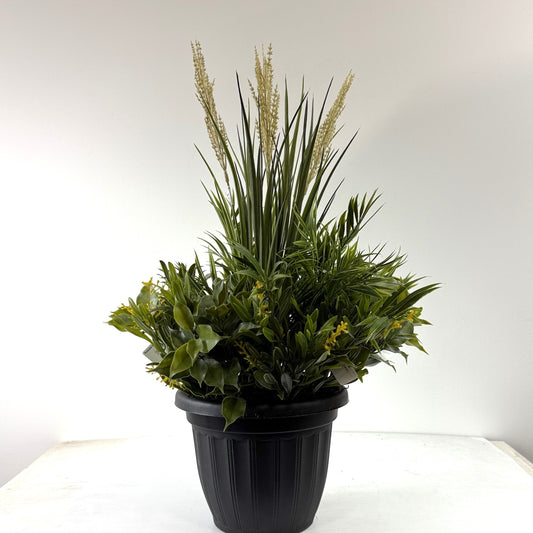 Decorative Artificial Grass Arrangement with Faux Pampas 