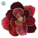 Glittered Magnolia With Clip Burgundy Gold 7