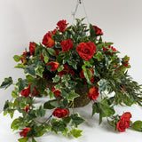 Rose ivy hanging basket in moss hanger