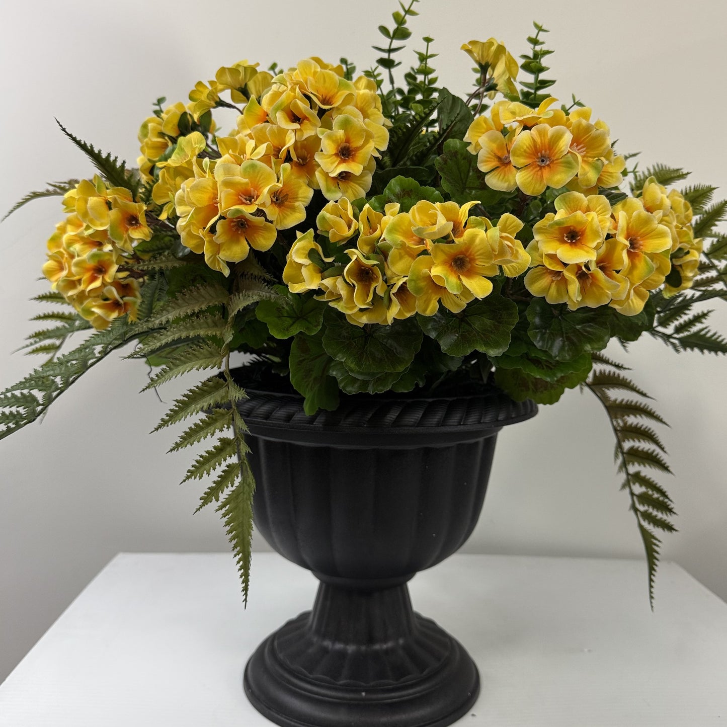 Yellow Bird geranium Arrangement