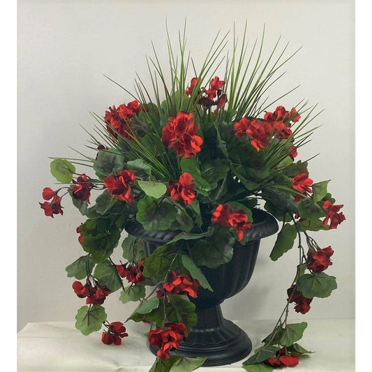 Flowering Geranium with Decorative Grass